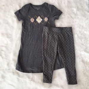 Girls Lands’ End Dress and leggings Set Size S 7-8